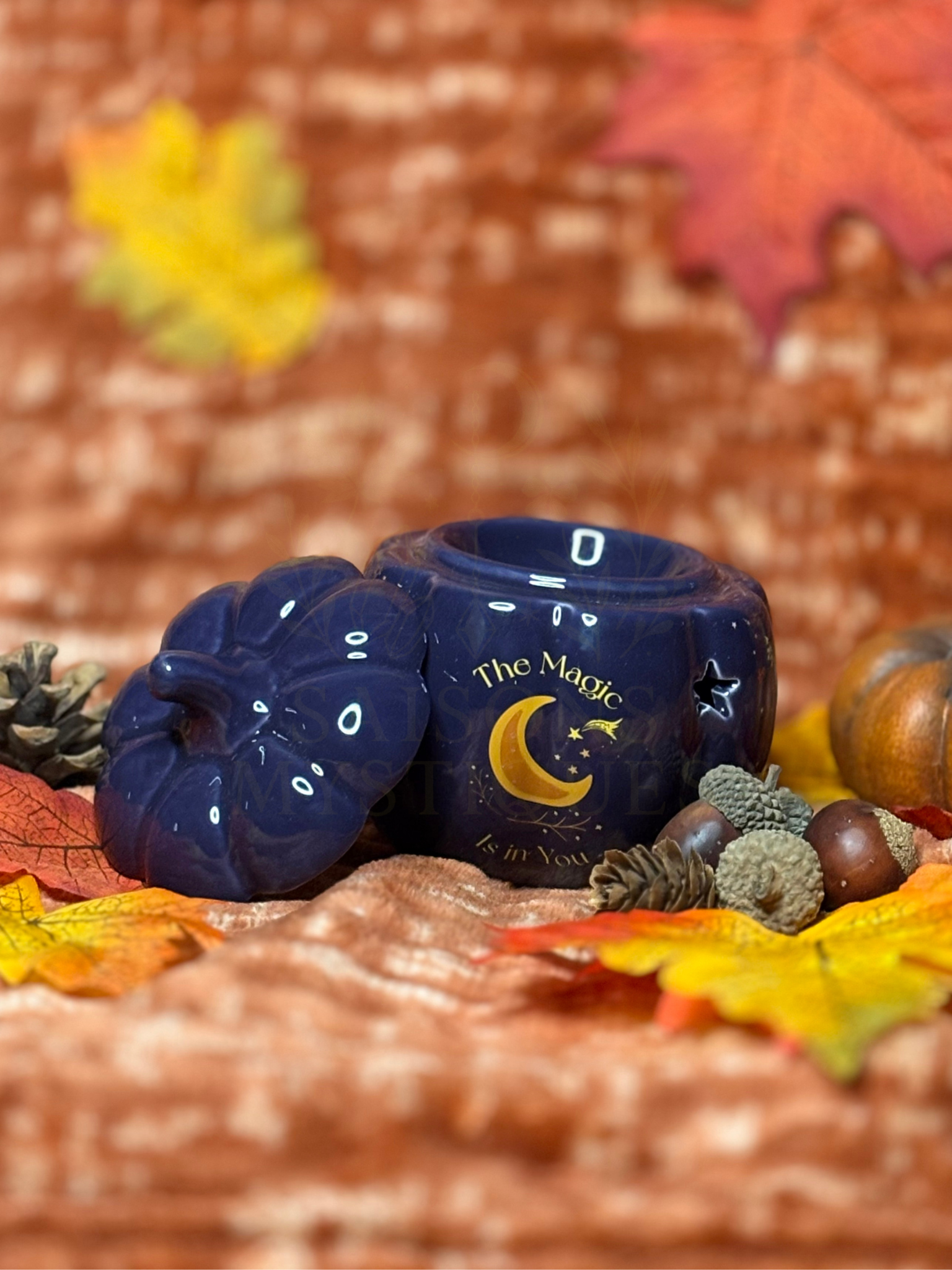 Brûleur d'huile citrouille d'automne bleu nuit