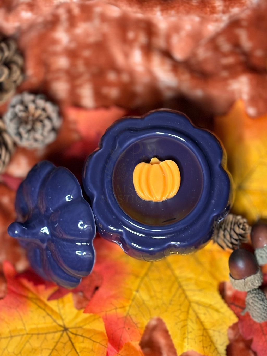 Brûleur d'huile citrouille d'automne bleu nuit