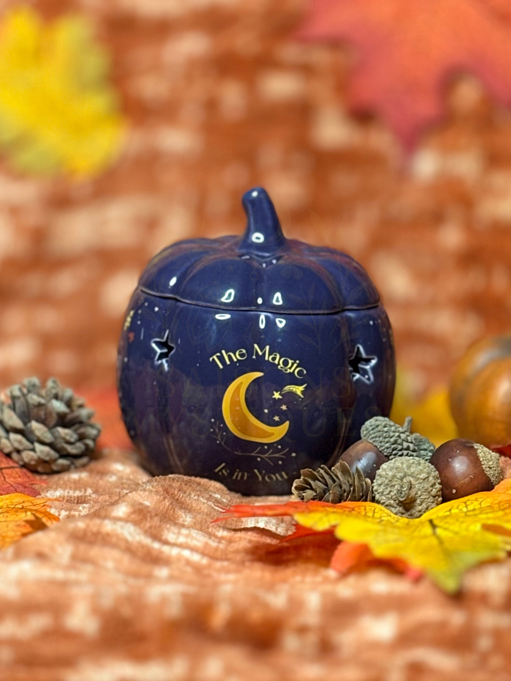 Brûleur d'huile citrouille d'automne bleu nuit