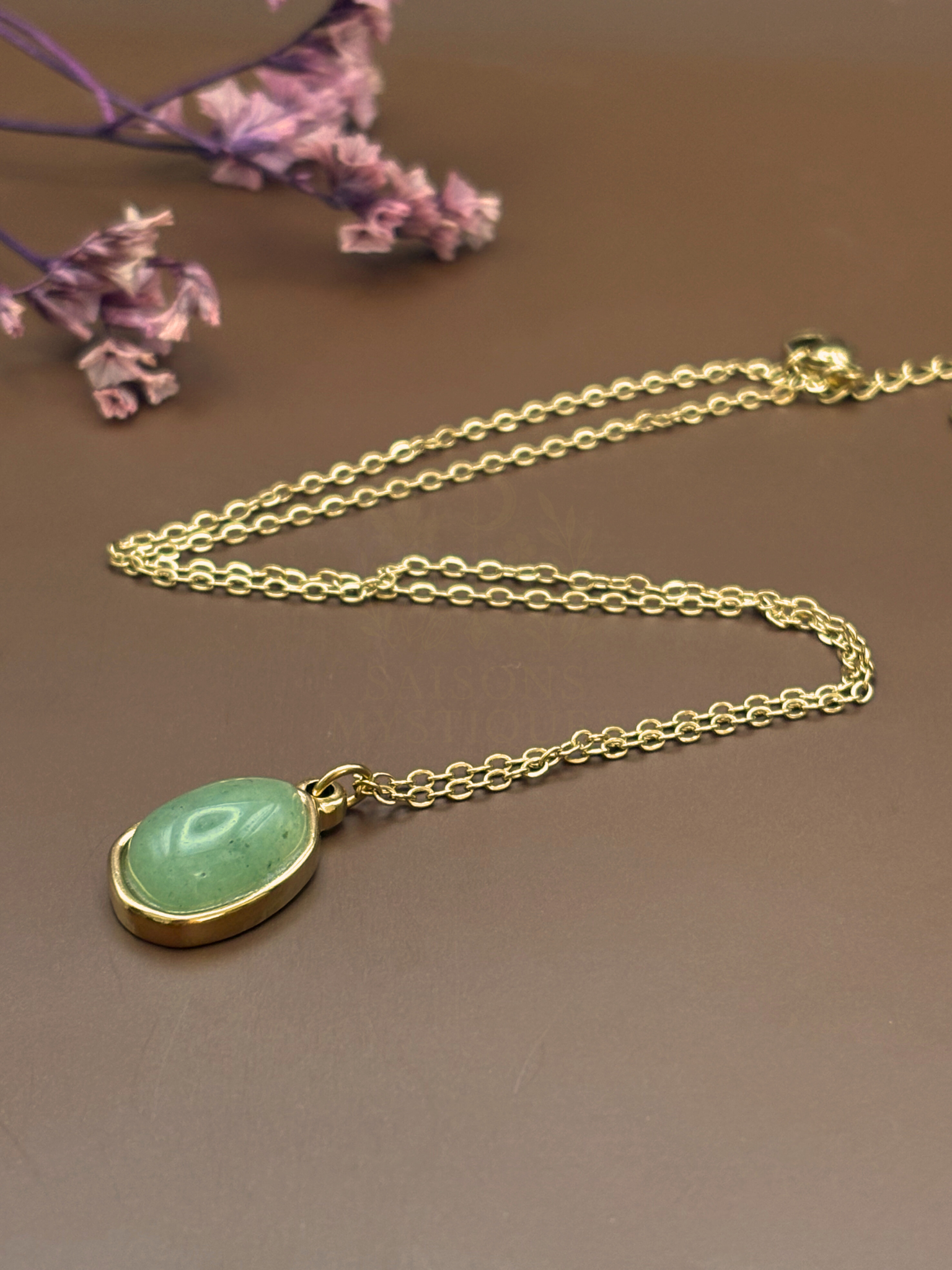 Collier doré Aventurine Verte