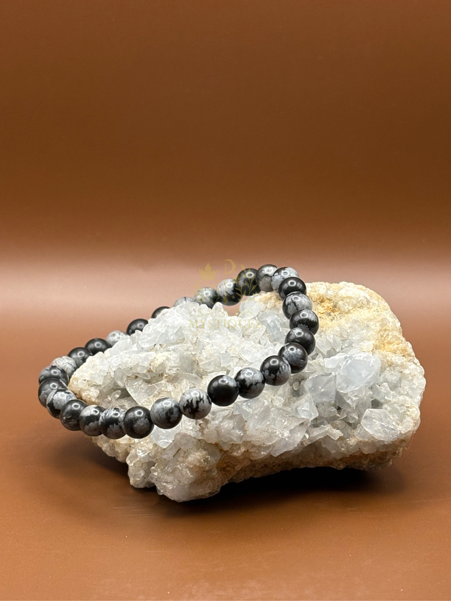 Obsidienne flocons de neige bracelet