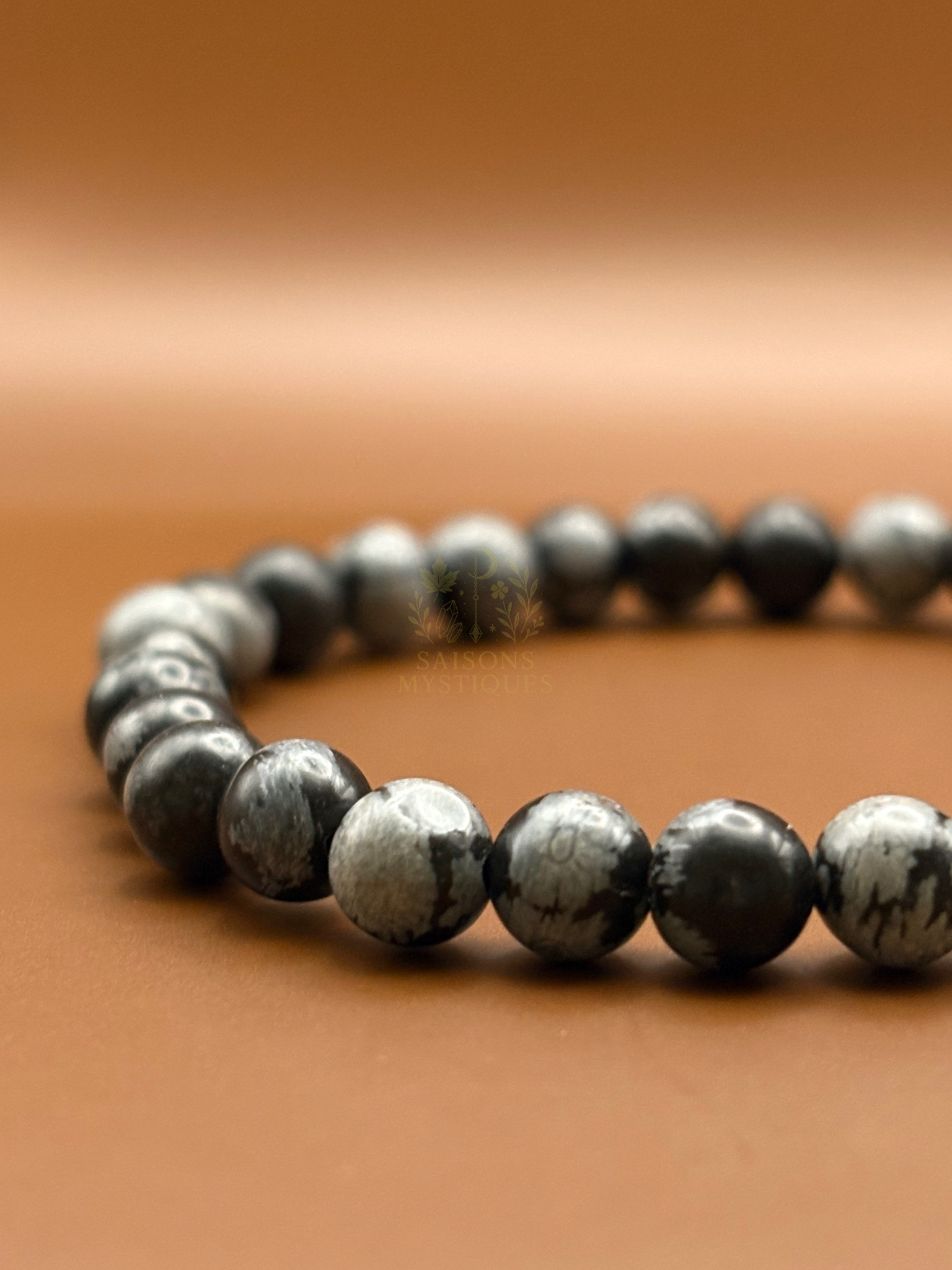 Obsidienne flocons de neige bracelet