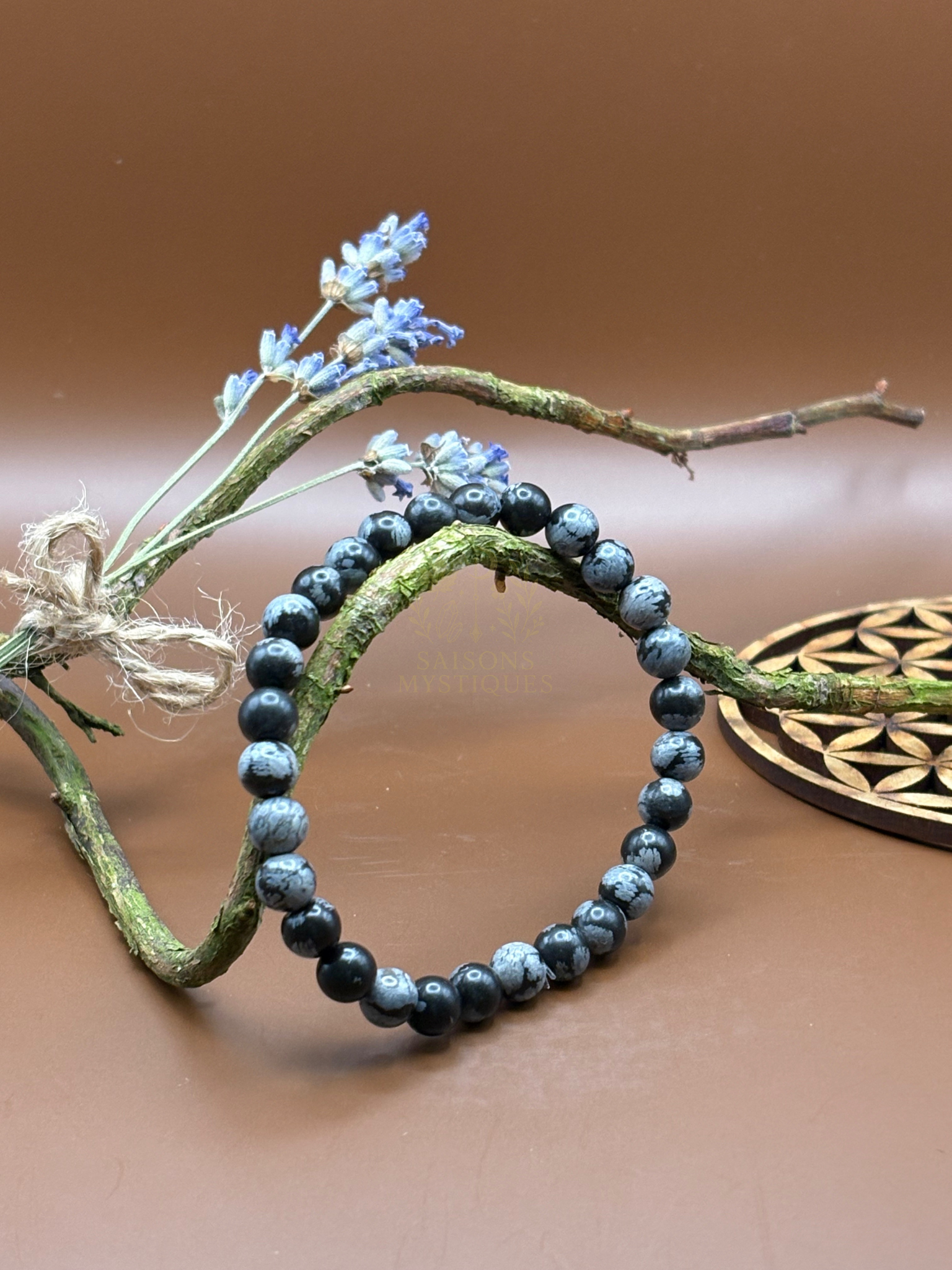 Obsidienne flocons de neige bracelet