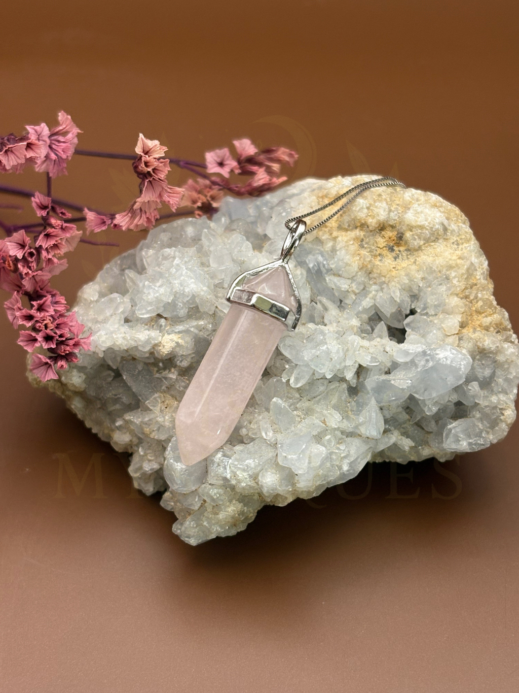Pendentif Quartz Rose