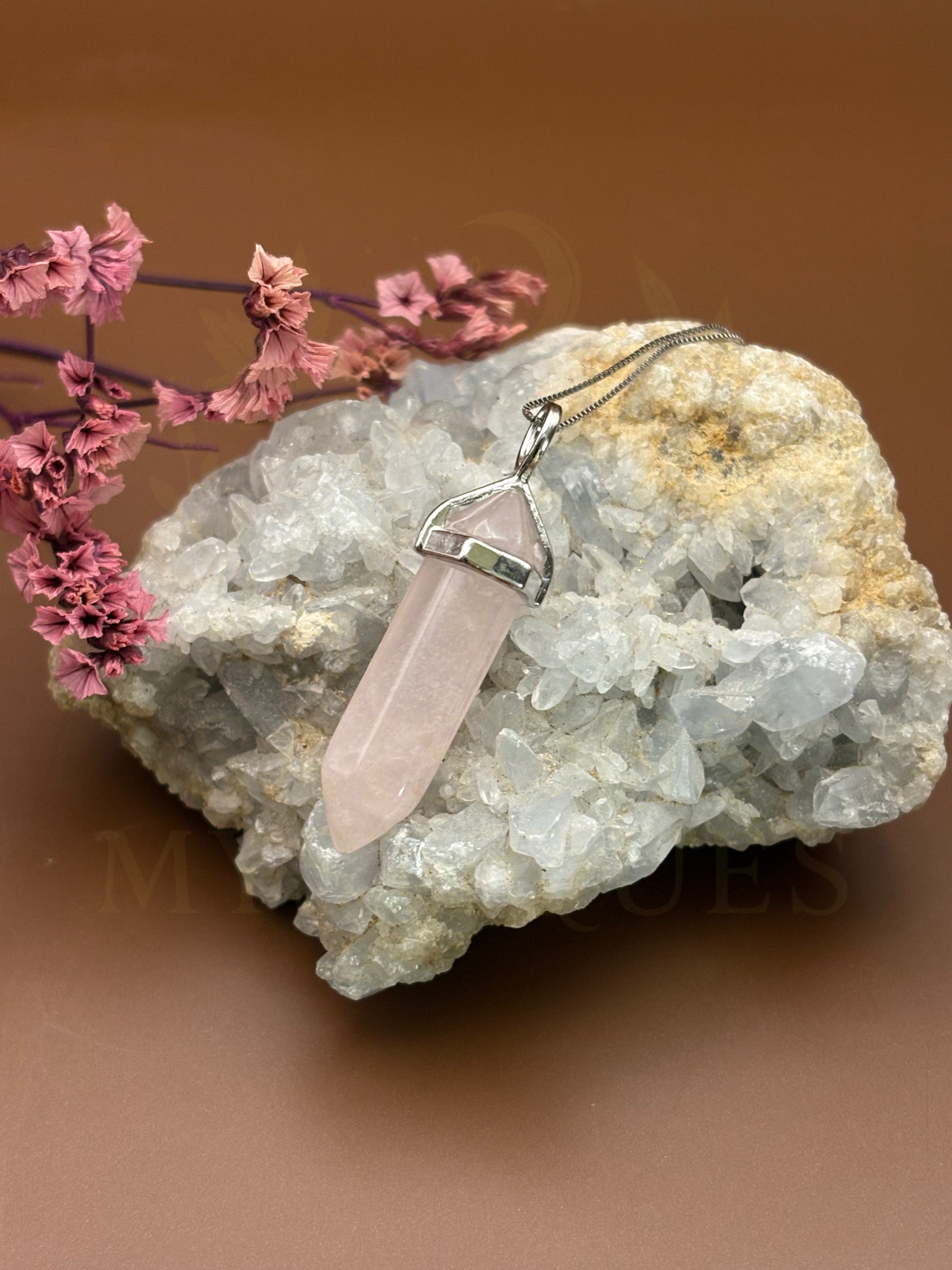 Pendentif Quartz Rose