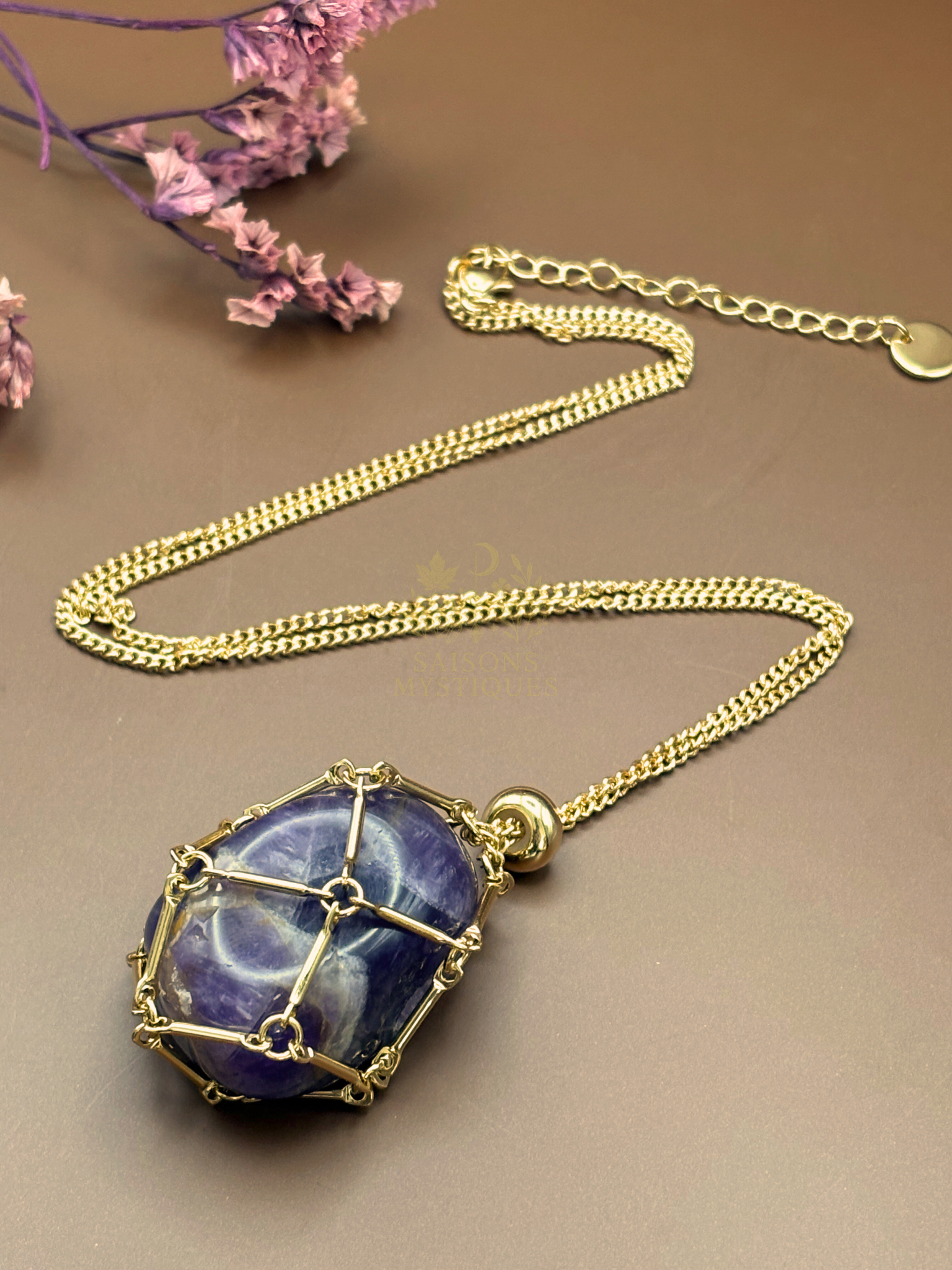 Collier Porte pierre acier inoxydable doré (pierre non incluse)